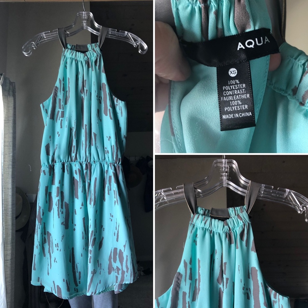 Aqua Printed Mini Dress